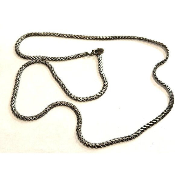 ANNE KLEIN 35" SILVER WHEAT FOXTAIL WOVEN CHAIN NECKLACE Glam Era 1980S EUC - Picture 4 of 8